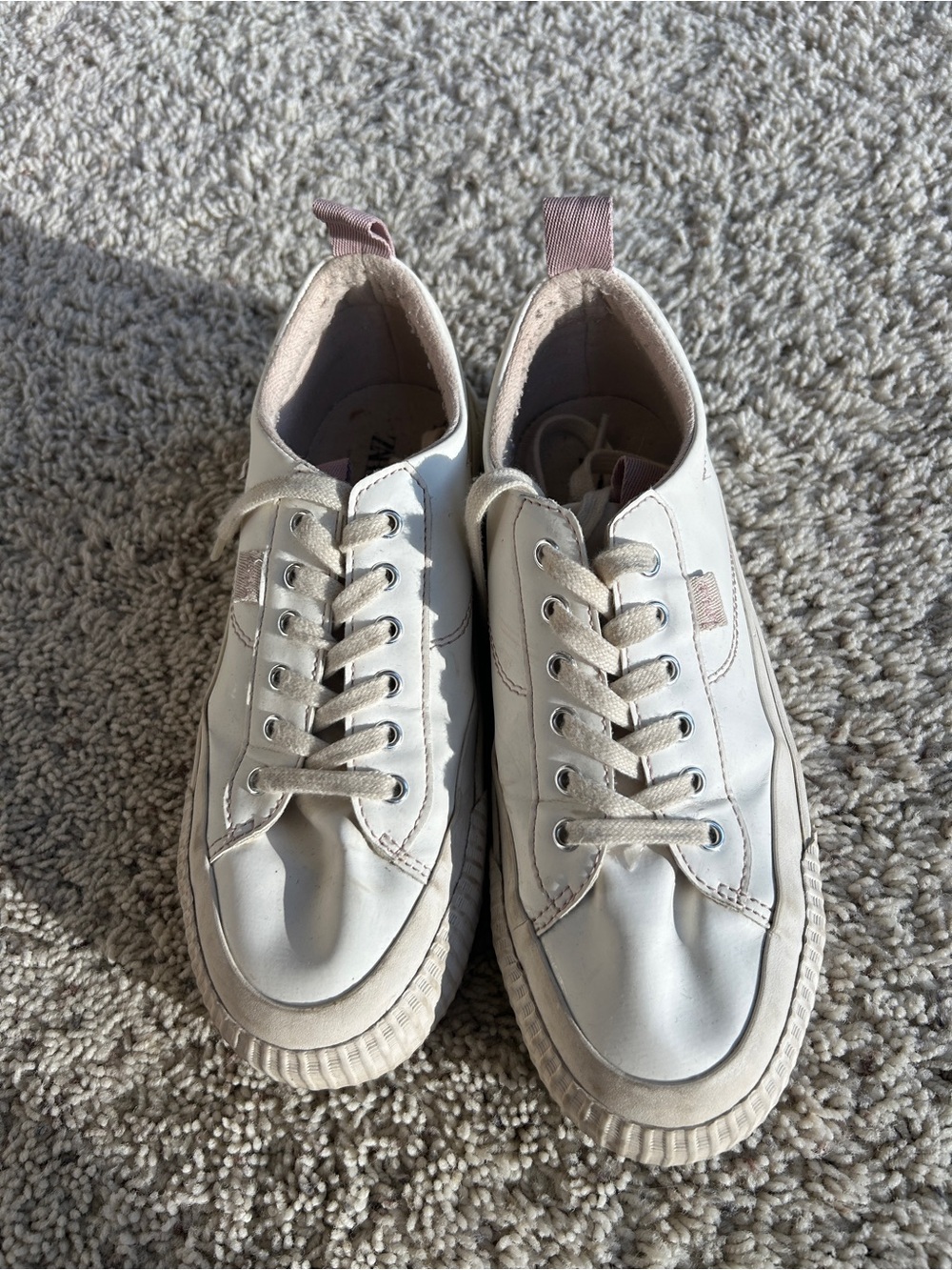 Zara color changing Platform Sneakers, White but turn pink in the sun